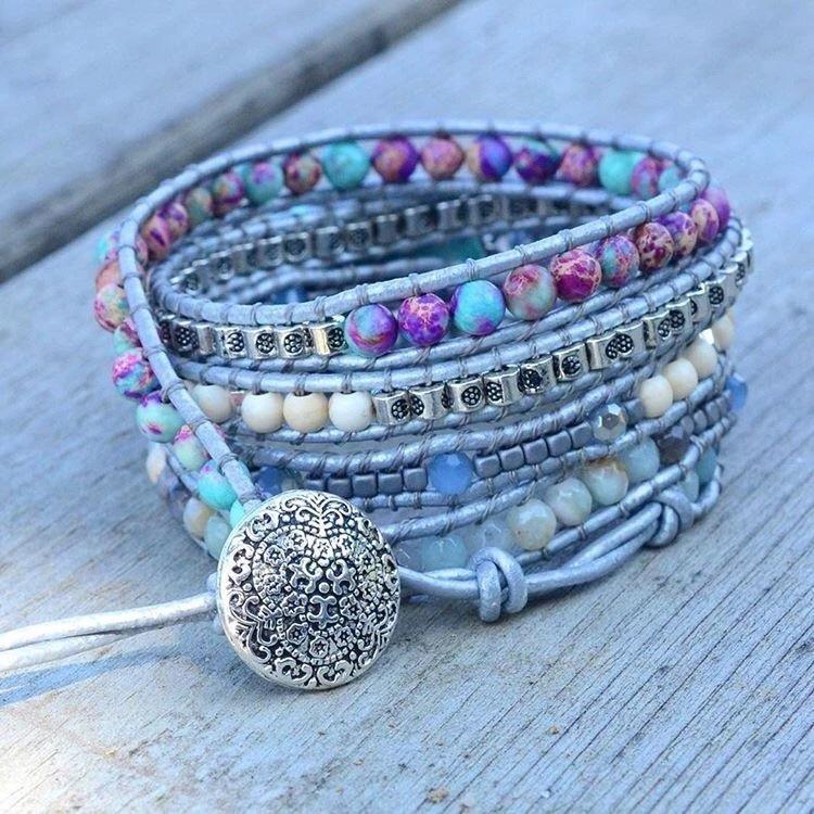Turkoois heling en bescherming wikkelarmband