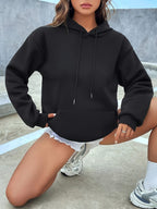 Zachte plush pullover hoodie met capuchon voor dames