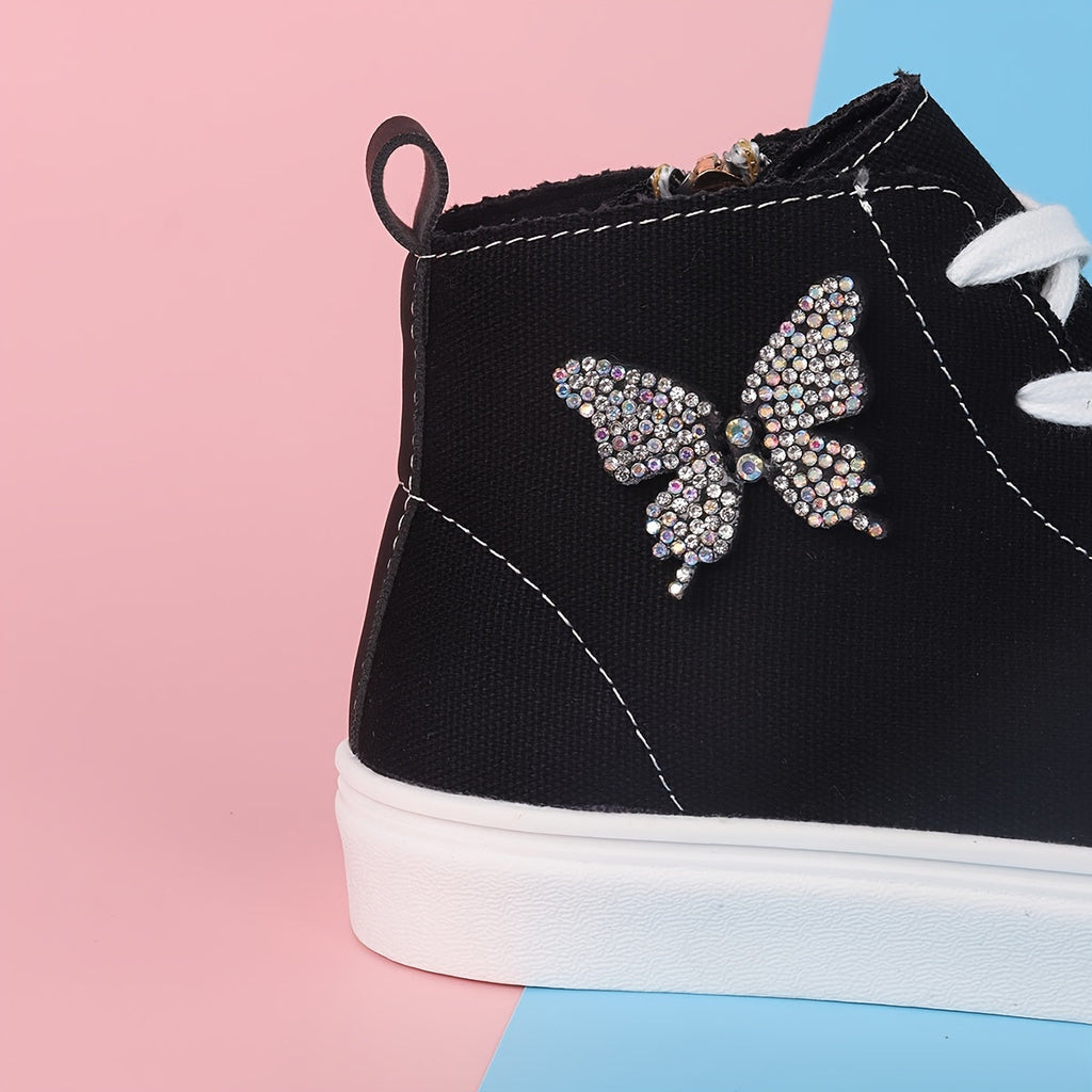 Hoge canvas kindersneakers Lunel met vlinderstrik