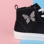 Hoge canvas kindersneakers Lunel met vlinderstrik