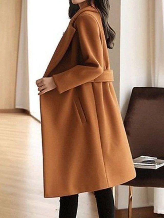 Erna | Lange damestrenchcoat met brede revers