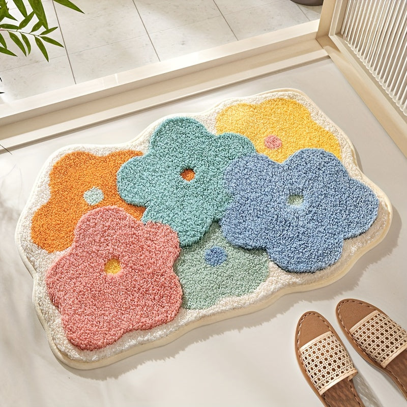 Badmat met bloemenmotief, extra zacht en absorberend