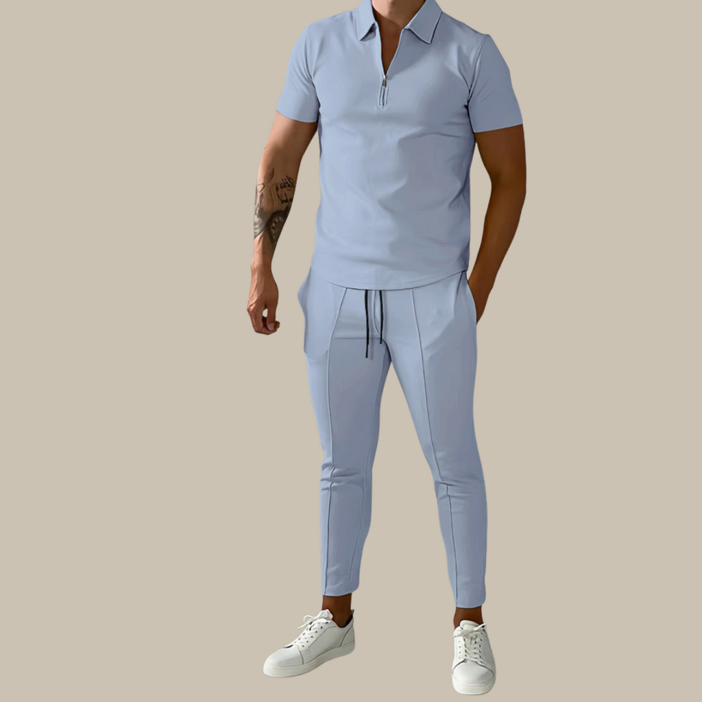 Modieuze 2-Delige heren set – nova polo en broek