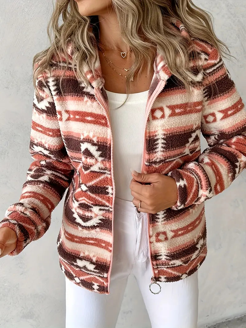 Dames teddy vest met aztekenpatroon