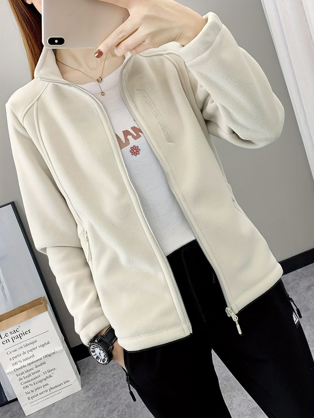 Ademende fleece jas