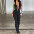 Zwarte transparante lace-up jumpsuit