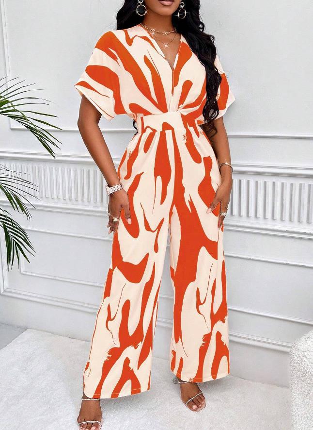 Zomerse jumpsuit met V-Hals en print