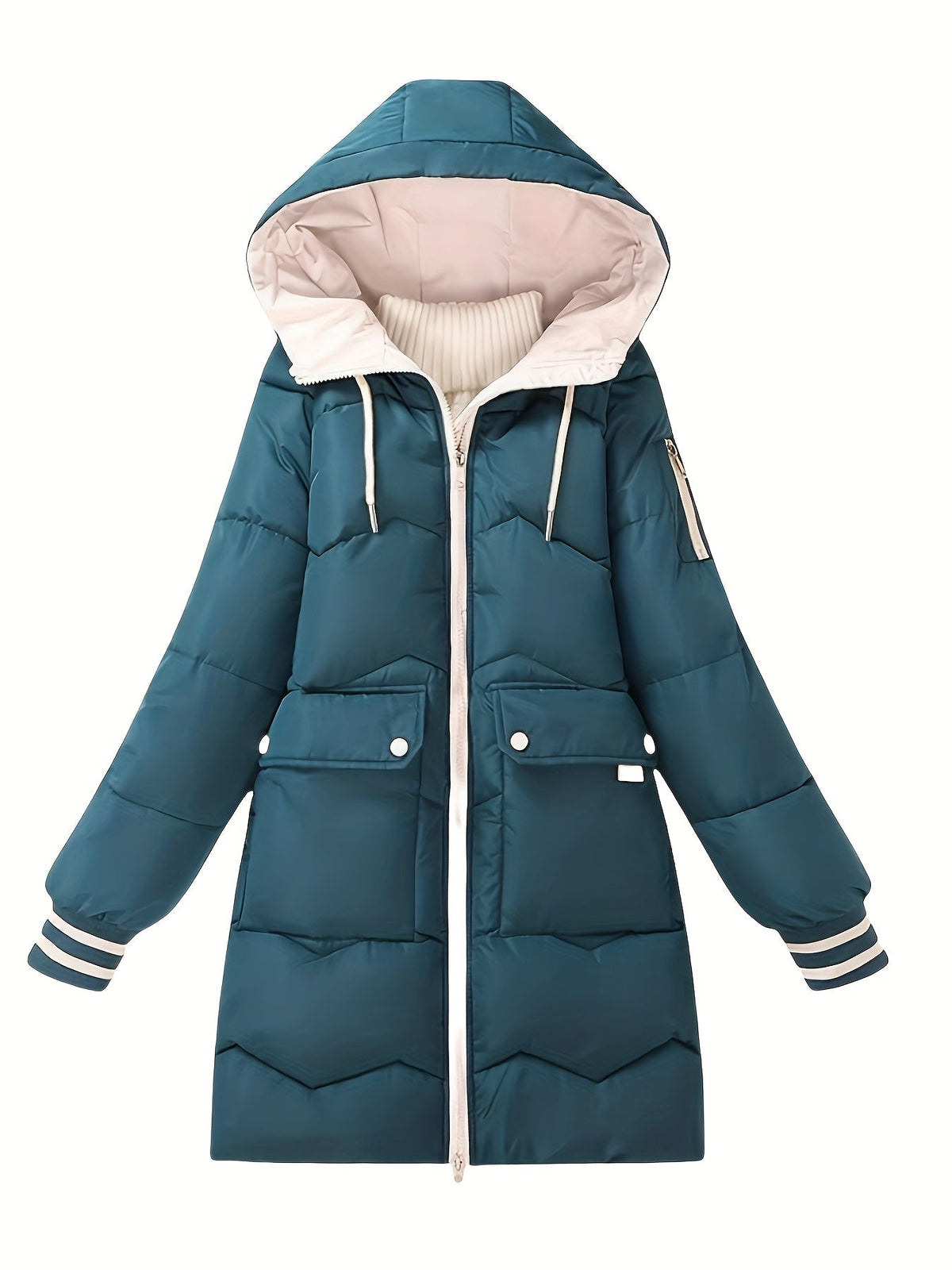 Warme gewatteerde hoodie jas met rits