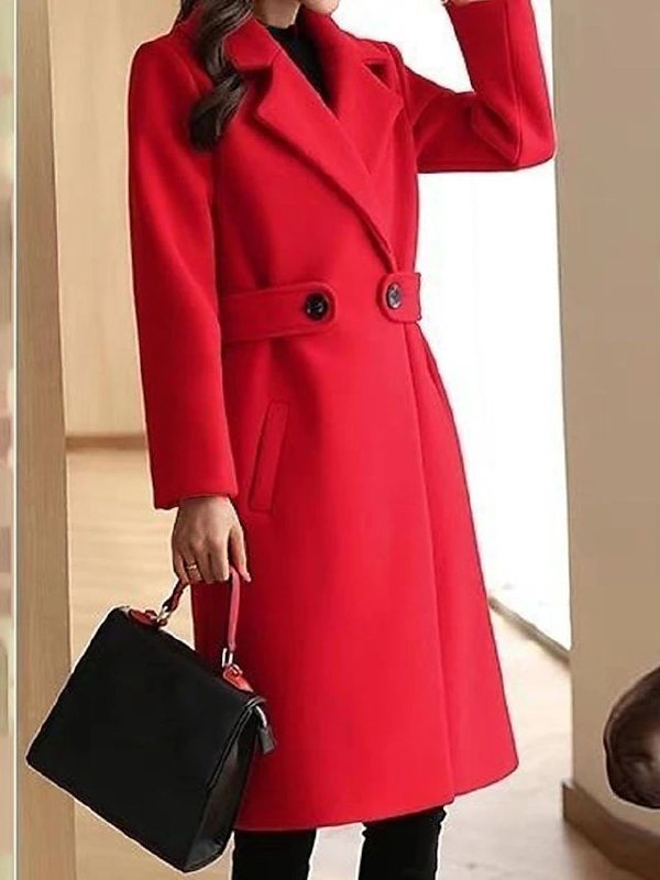Erna | Lange damestrenchcoat met brede revers