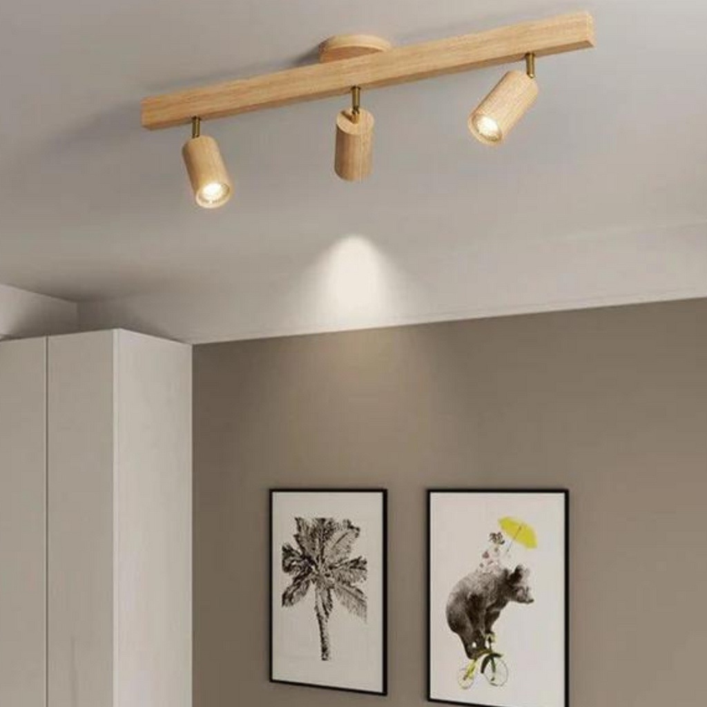 Verstelbare houten plafondspotlamp