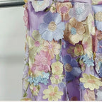 Tulle cocktailjurk met bloemenapplicaties