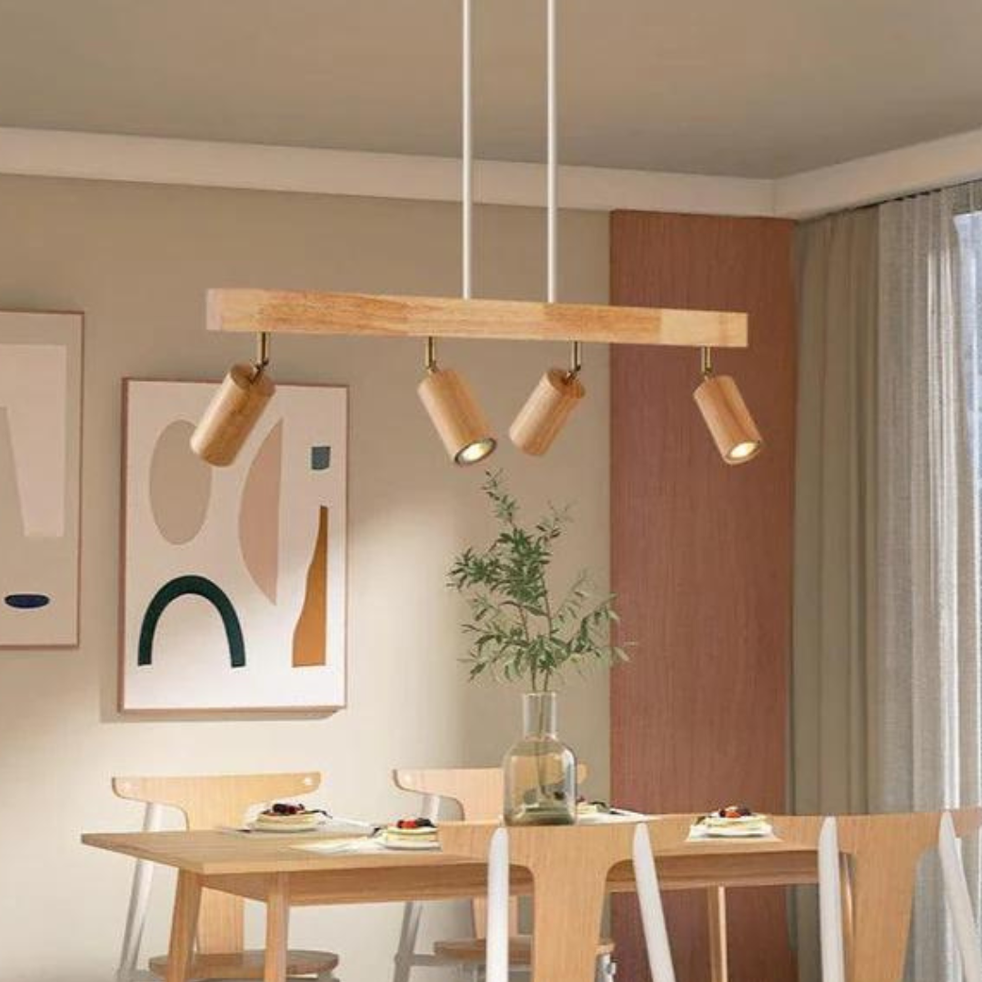 Verstelbare houten plafondspotlamp