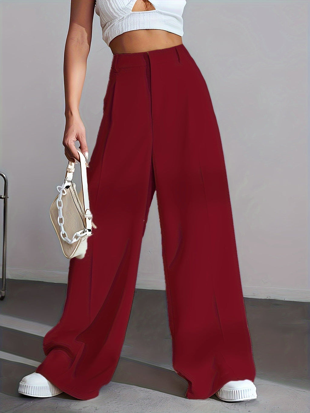Effen broek met wijde pijpen