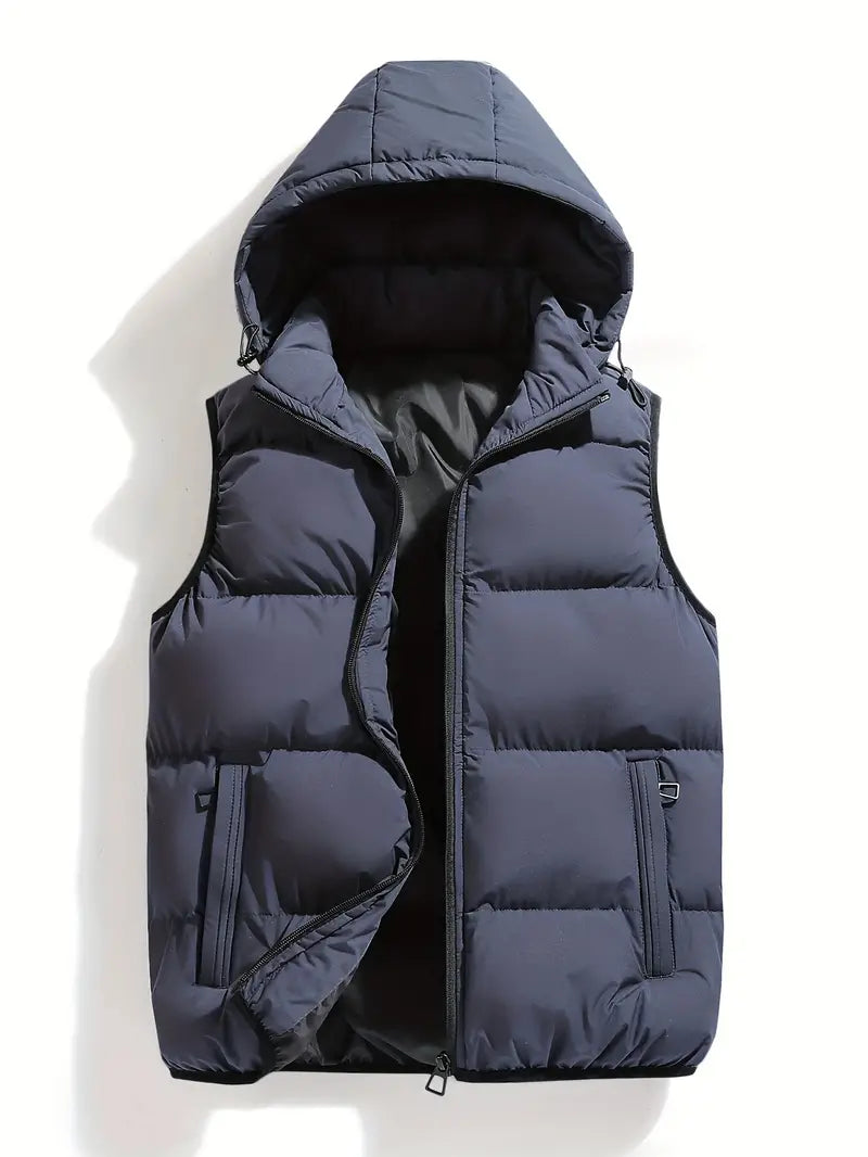 Gewatteerde heren bodywarmer met capuchon