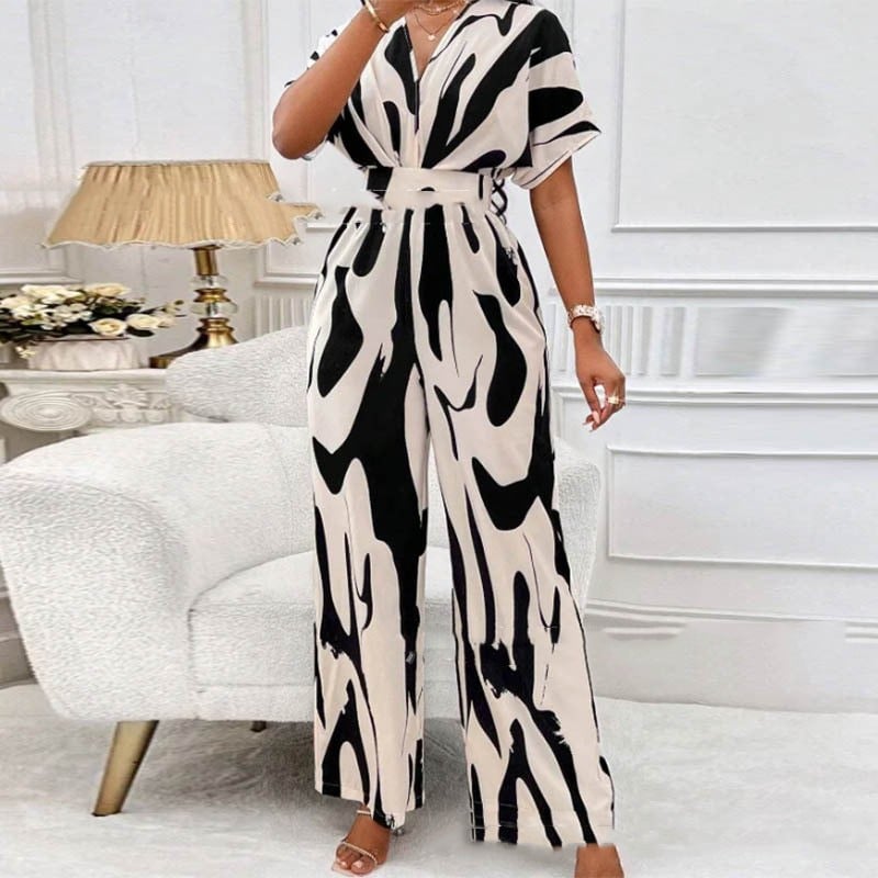 Zomerse jumpsuit met V-Hals en print