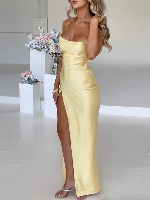Effen maxi-jurk met zijsplit