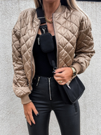 Gewatteerd dames bomberjack met zakken