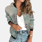 Dames retro bomberjack met print