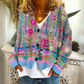 Warme damescardigan met print