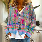 Warme damescardigan met print