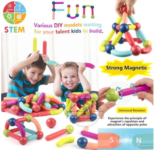 Magnetische speelgoedset met ballen en staven