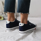 Dames canvas sneakers met plateauzool
