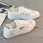 Witte damessneakers met mesh bovenmaterialen