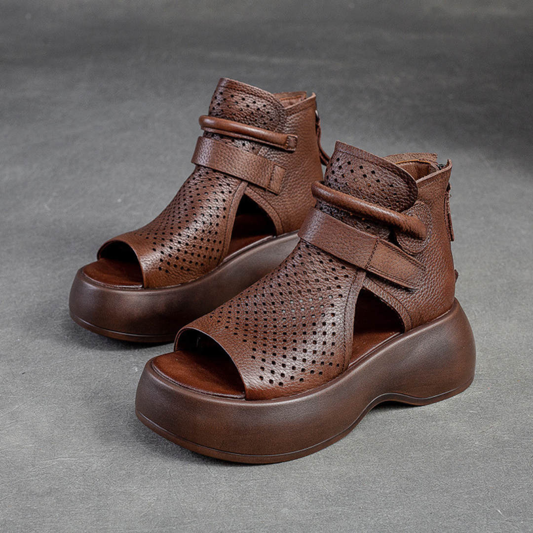 Leren sandalen dames met schokabsorberende zool