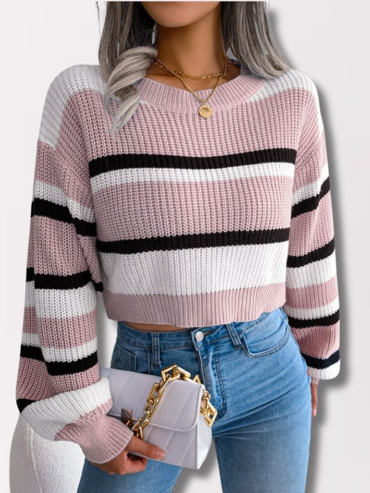 Gestreepte crop trui