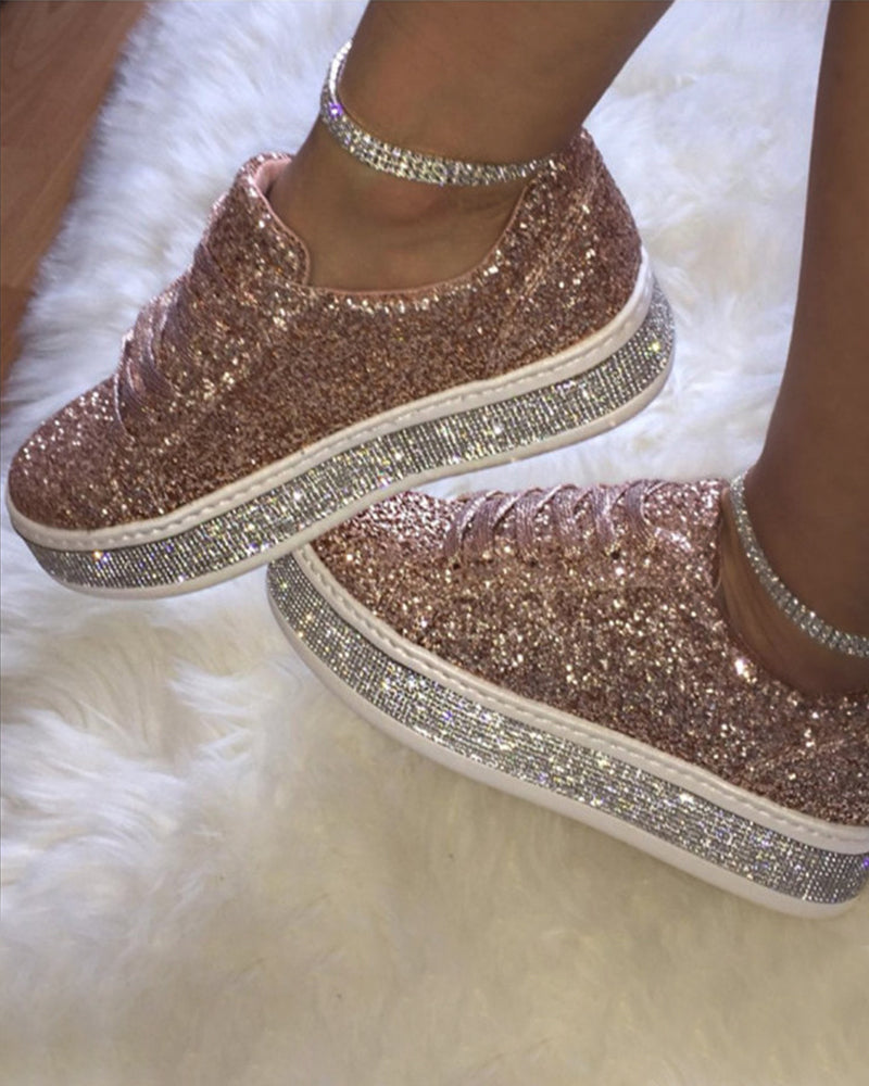 Plateau glitter dames sneakers