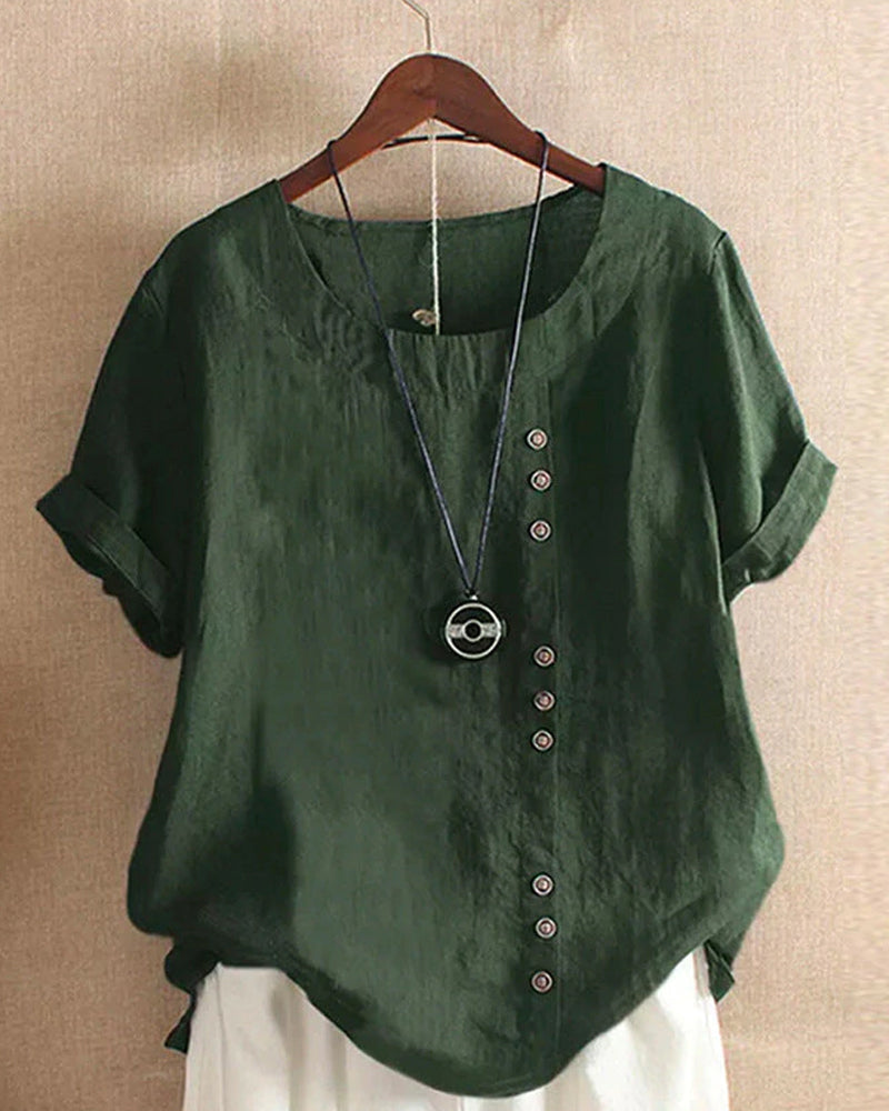 Casual korte mouw blouse met ronde hals