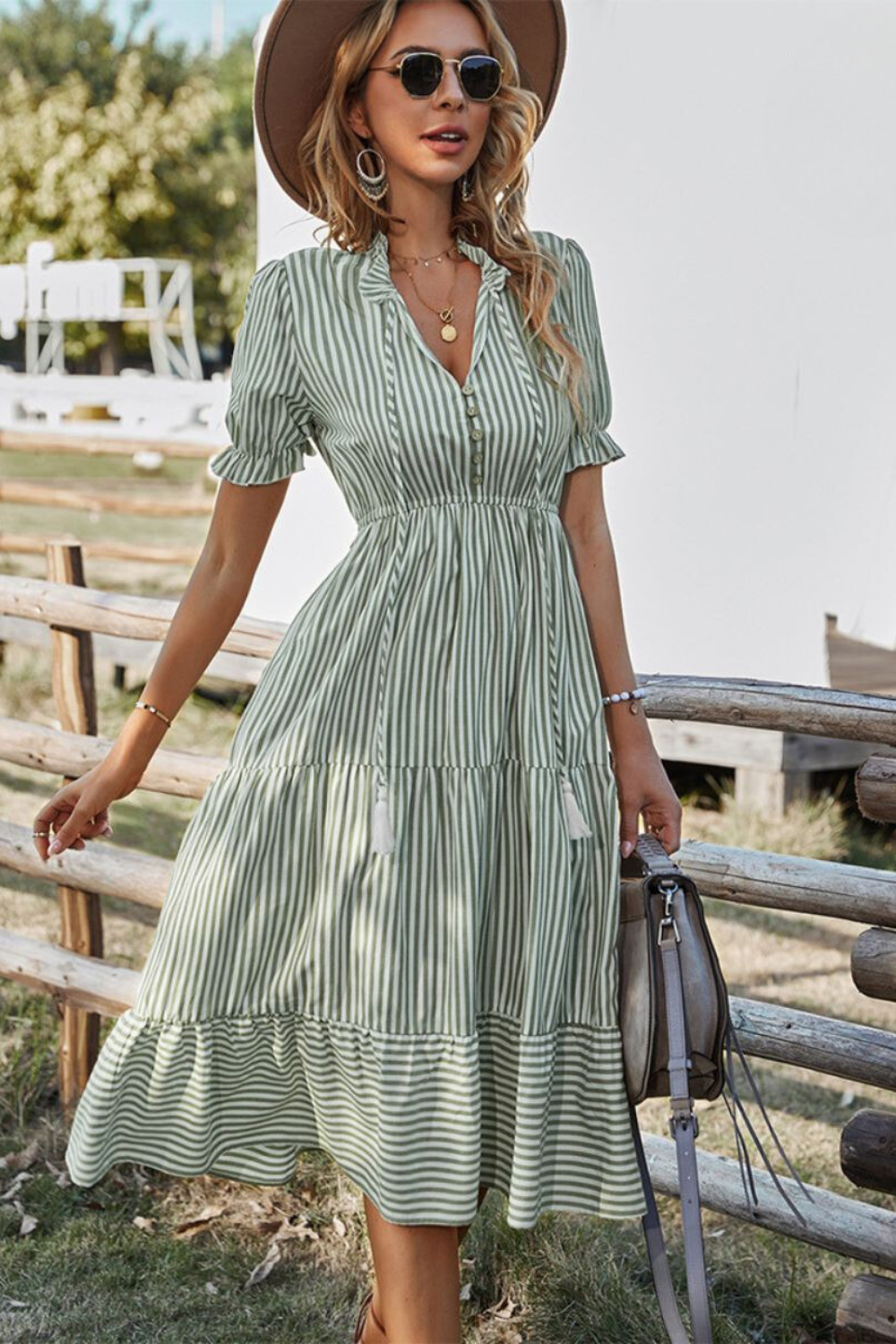 Gestreepte zomer midi jurk