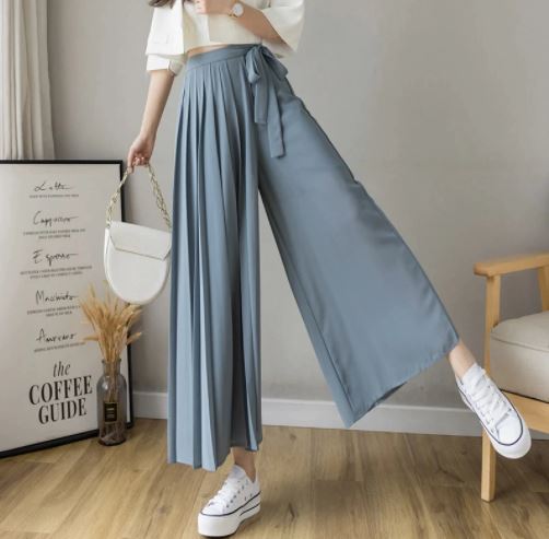 Geplooide broek van chiffon