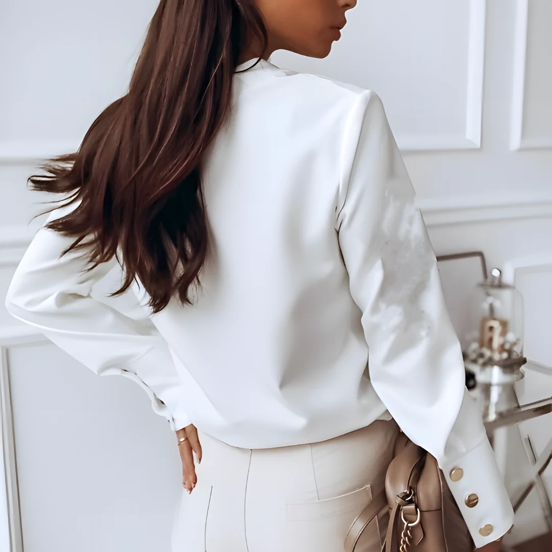 dames blouse met knoopsluiting en klassieke kraag — afbeelding 6