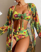 Driedelige bikini set met bloemenprint