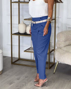 Dames patchwork broek met riem