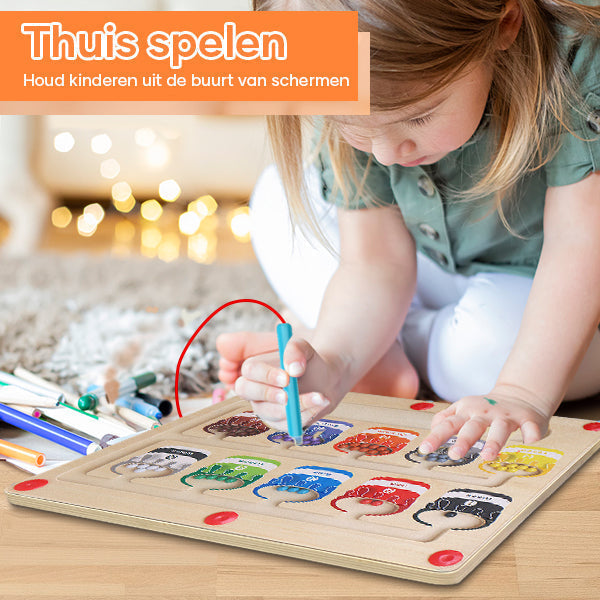 Magnetisch leerdoolhof voor kleur en getalherkenning