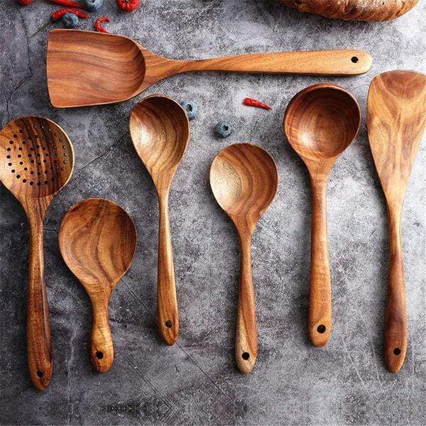 Natuurlijke houten keukenset