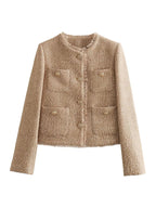 Chique tweed jasje met gouden knopen