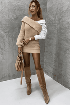 Gebreide jurk met vastgenaaide blouse