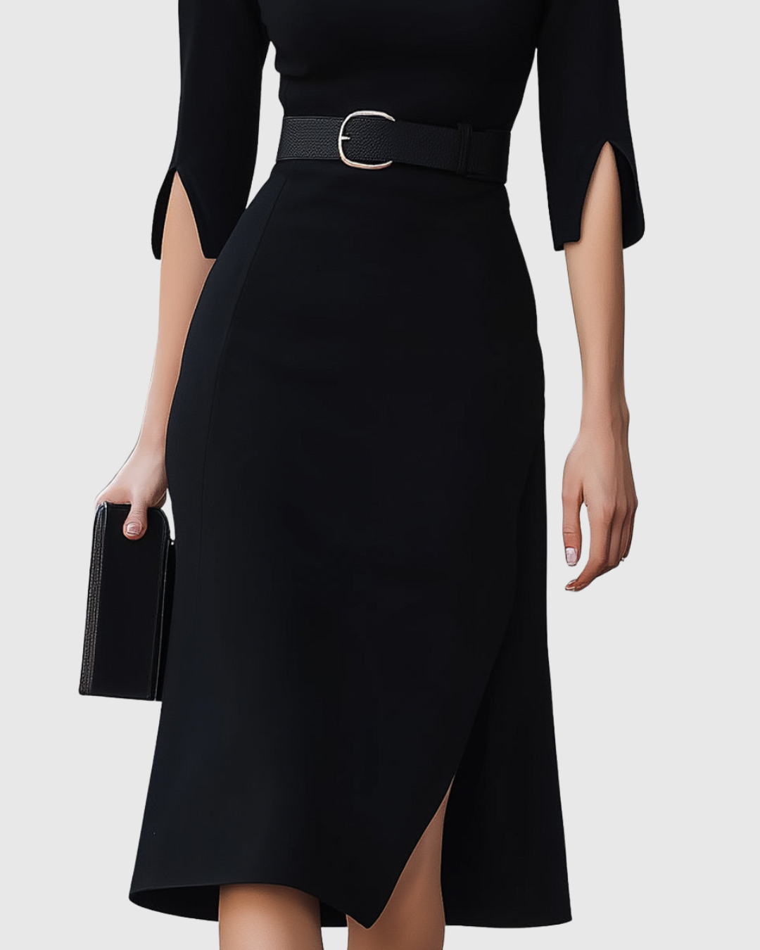 Liselotte | Midi-jurk met hoge hals en asymmetrische zoom