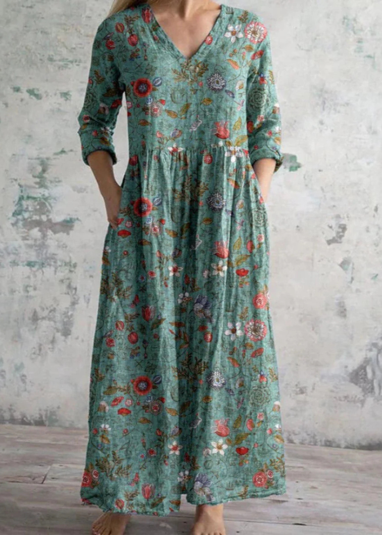 Luchtige midi-jurk met bloemenprint