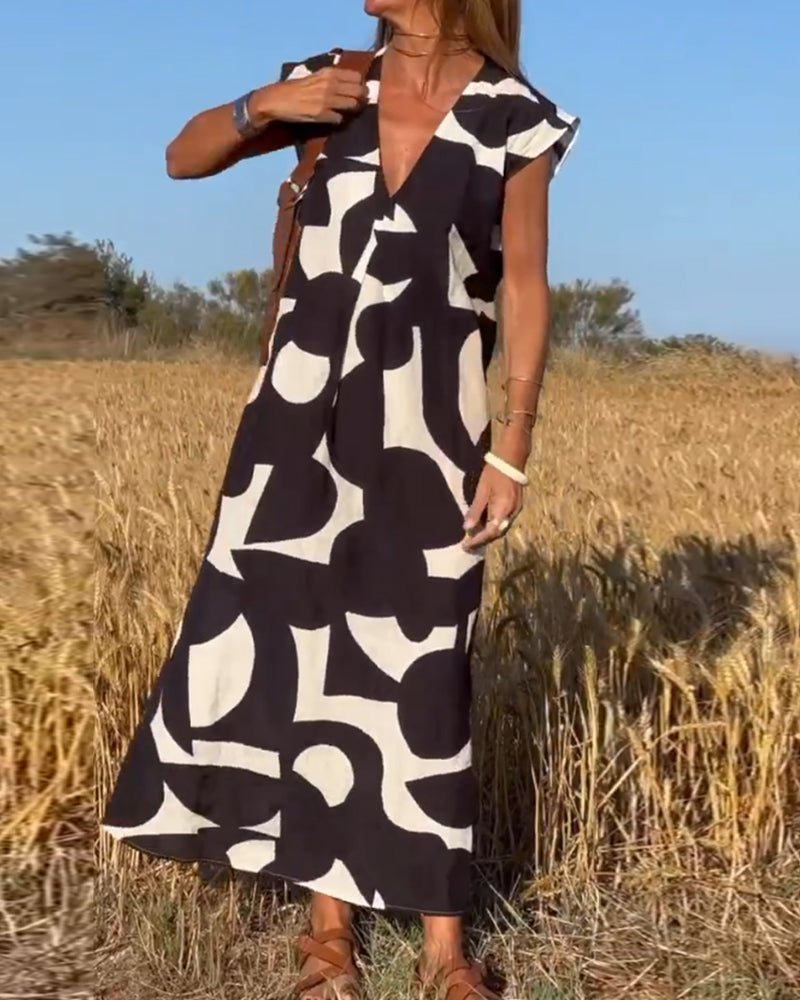 V-Hals maxi jurk met print