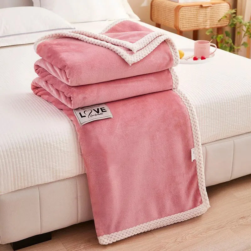 Roze flanellen fleece deken