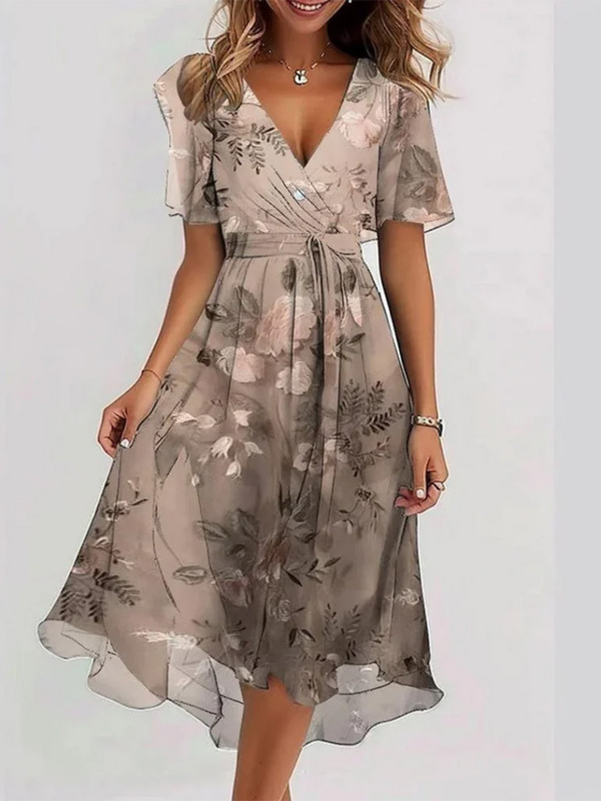 Edda | Losse bohemian damesjurk met bedekkend buikdetail