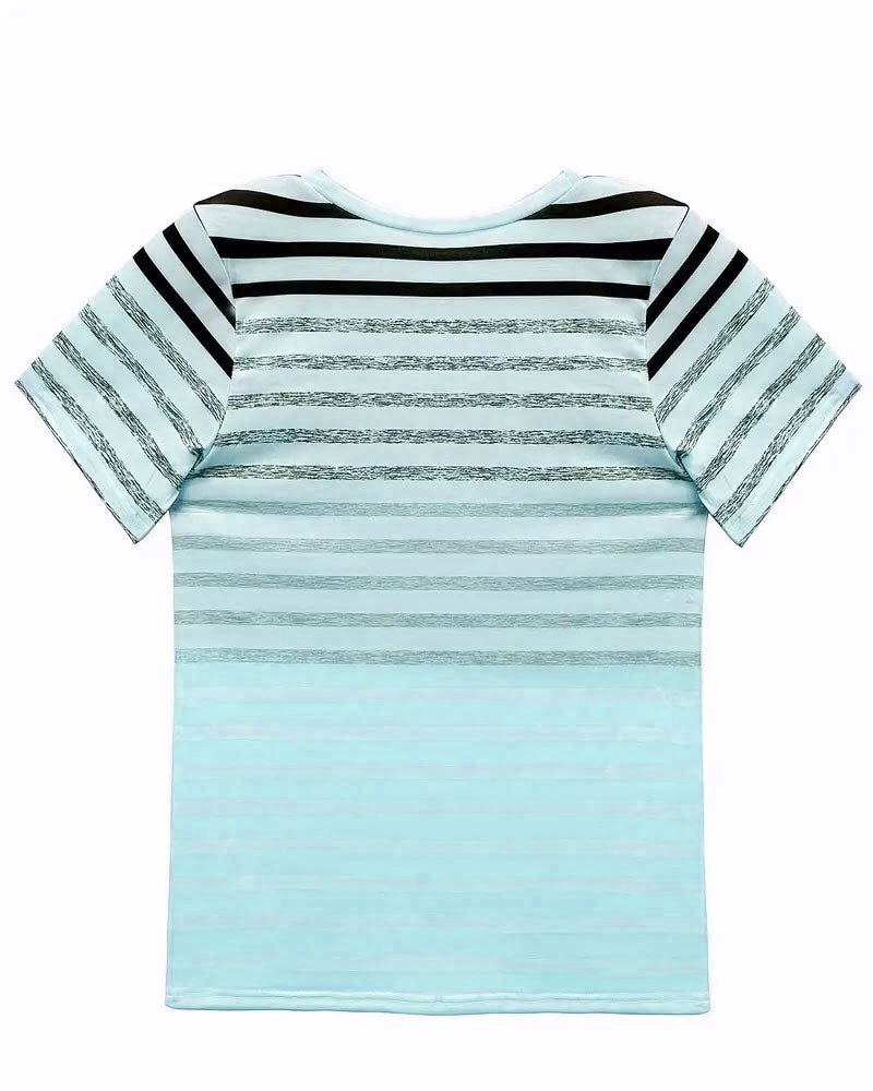 Gestreept dames T-shirt met ronde hals en kleurverloop