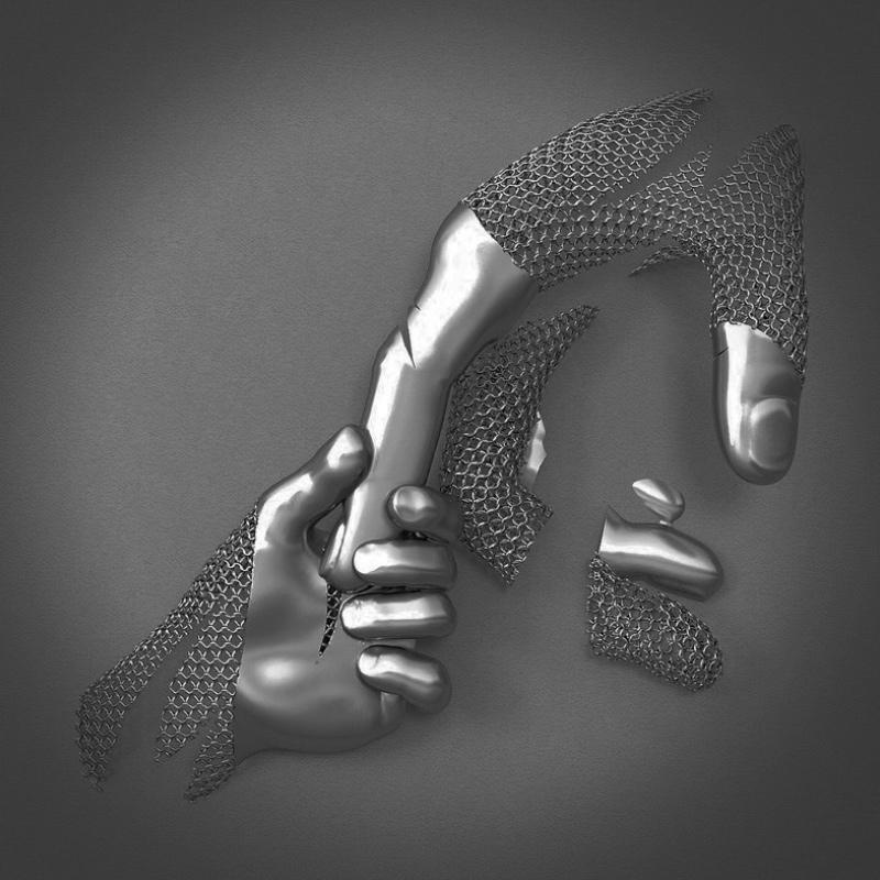 Liefdescanvas met metalen figuur