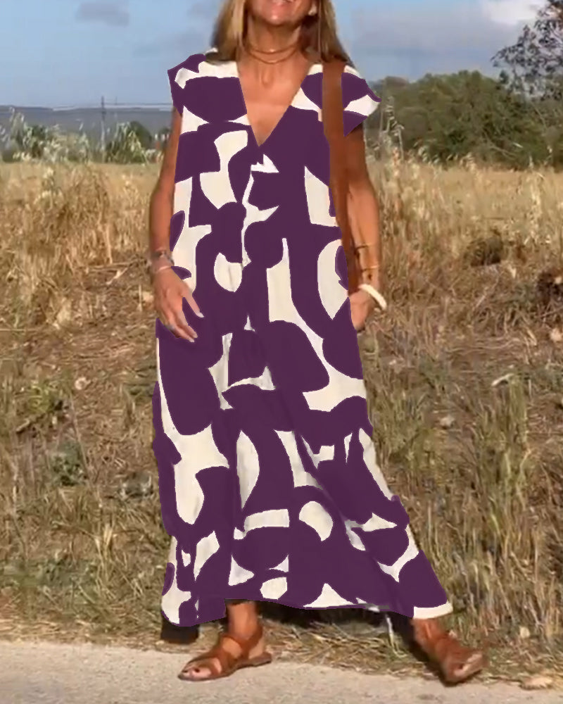 V-Hals maxi jurk met print
