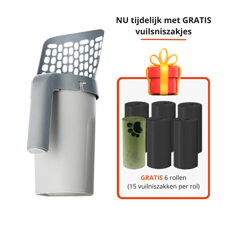 Kattenbakschep EasyScoop met afvalhouder