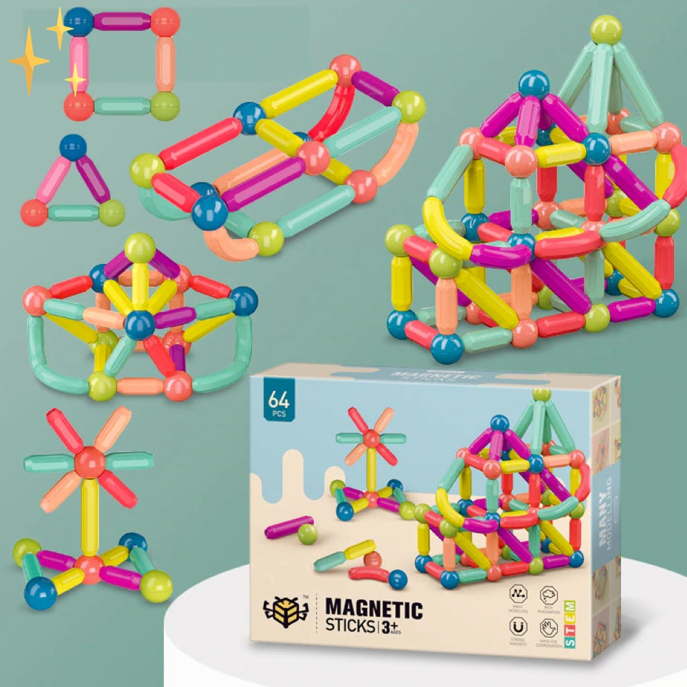 64 stuks magnetische bouwblokken